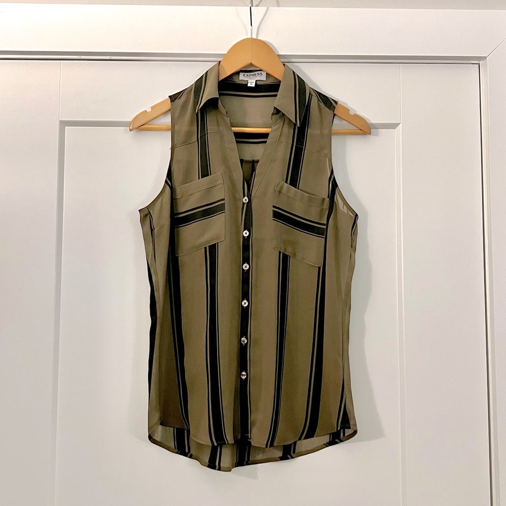 Express Portofino Striped Button Down Tank Top